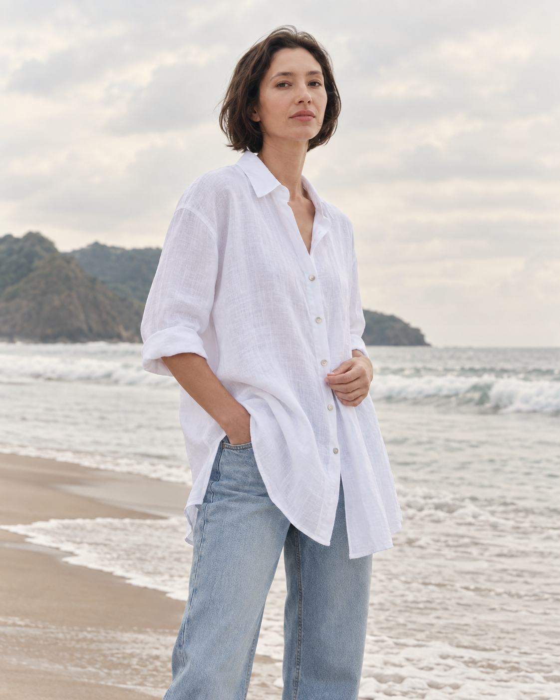 Blusa Bruma de lino RAIZO, vista lateral