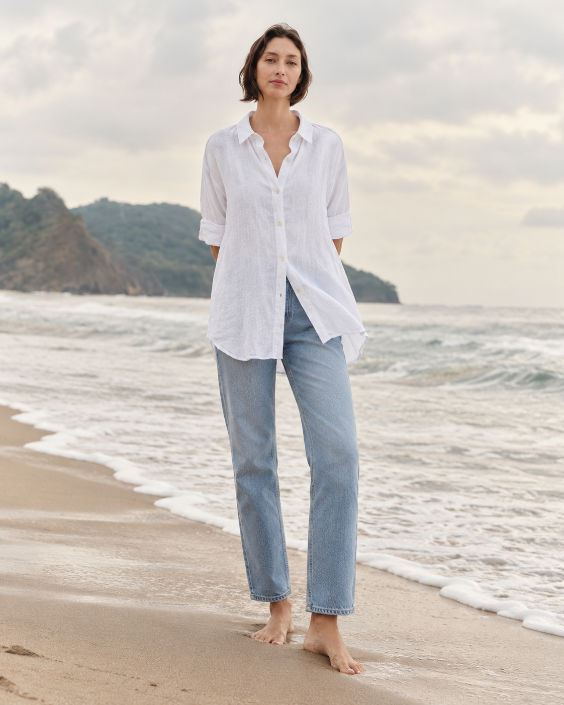 Blusa Bruma de lino RAIZO, detalle de textura