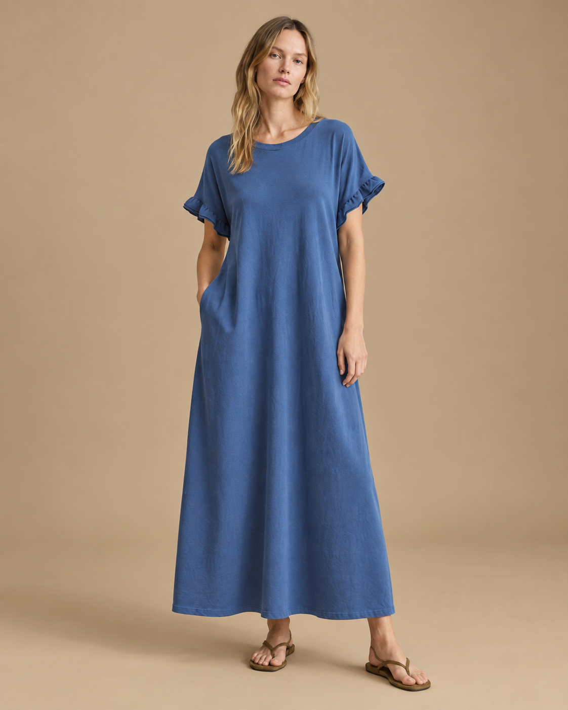 Vestido Trama Serena RAIZO color azul, vista frontal