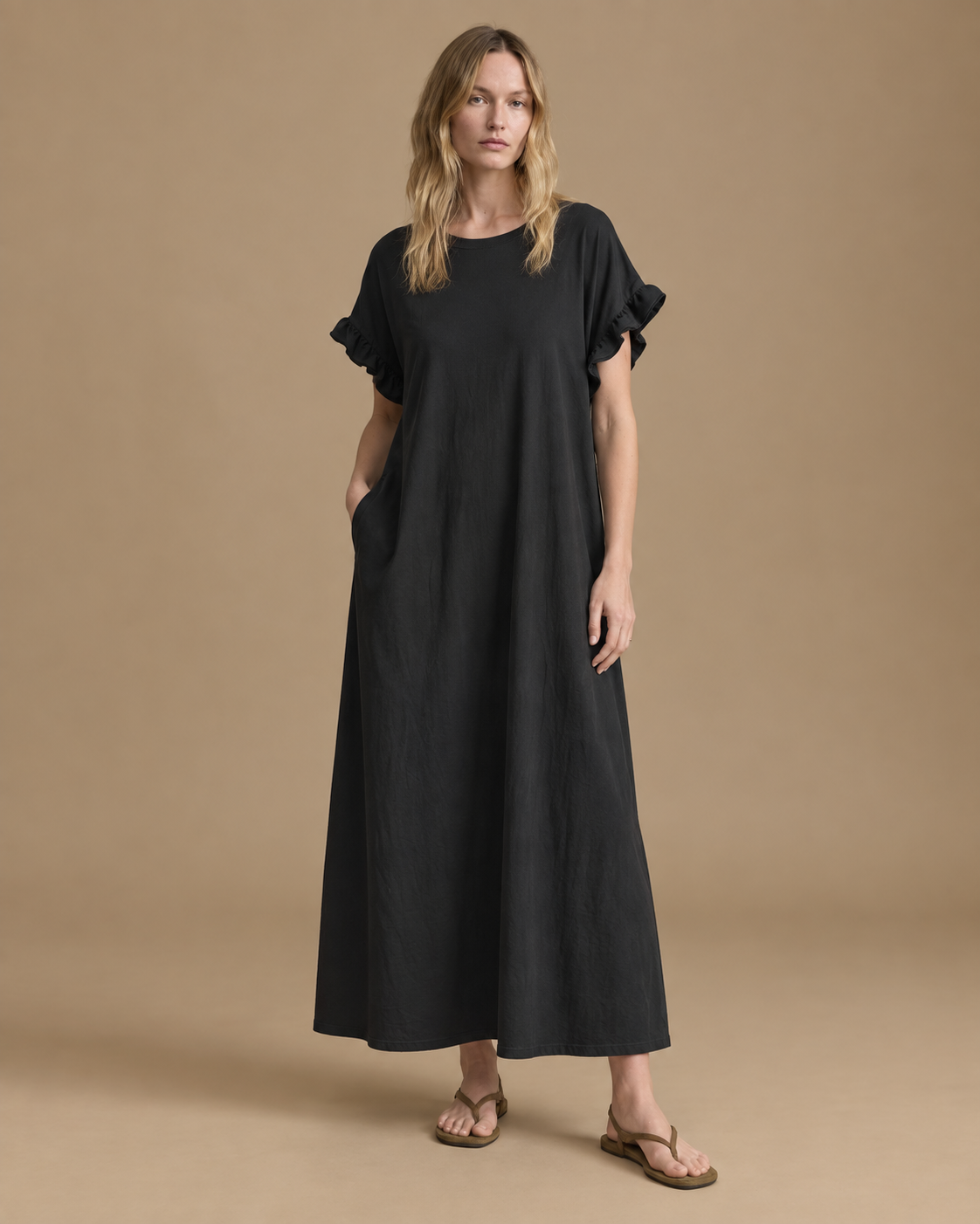 Vestido Trama Serena RAIZO color negro, vista lateral