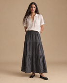 Falda Marea RAIZO 100% lino color Grafito, vista frontal