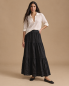 Falda Marea RAIZO 100% lino color Negro, vista frontal