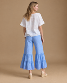 Pantalón Cauce RAIZO en lino color Azul Cielo, vista lateral