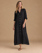 Vestido Trama Larga de lino color beige RAIZO, vista lateral